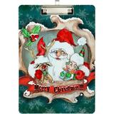 KXMDXA Christmas Santa Reindeer Elf Snowflake Clipboard Hardboard Wood Nursing Clip Board and Pull for Standard A4 Letter 13x9 inches