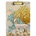 FMSHPON Cute Deer Bird Forest Tree Clipboard Hardboard Wood Nursing Clip Board and Pull for Standard A4 Letter 13x9 inches