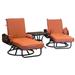 Chillounger 3pc Swivel Chaise Lounge Outdoor Set w Side Table