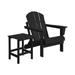 Adirondack Chair with Square Side Table Included for Outdoor Patio Garden Porch Seating Black
