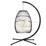 WONISOLI Hanging Egg Swing Chair with Stand Hammock Chair with Soft Cushion and Pillow for Backyard Garden Patio XH