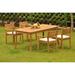 Teak Dining Set: 4 Seater 5 Pc: 71 Rectangle Table & 4 Montana Stacking Arm Chairs Outdoor Patio Grade-A Teak Wood WholesaleTeak #WMDSMTk