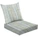 2-Piece Deep Seating Cushion Set Aegean teal mottled stripe patterned linen texture Summer coastal Outdoor Chair Solid Rectangle Patio Cushion Set
