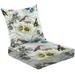 2-Piece Deep Seating Cushion Set Watercolor hand drawn seamless tropical summer flowers exotic birds Outdoor Chair Solid Rectangle Patio Cushion Set
