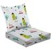 2-Piece Deep Seating Cushion Set Cute seamless houses cars trees Toy city Outdoor Chair Solid Rectangle Patio Cushion Set