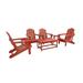 7-Piece Poly Adirondack Conversation Set Coffee Table Side Table for Outdoor Patio Garden Red