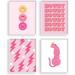 Room Decor Hot Pink White Wall Art for Teen Girls Bedroom Pink College Dorm Room Posters Trendy Wall Decor(UNFRAMED 8x10in)