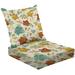 2-Piece Deep Seating Cushion Set Fall seamless maple leaves cream Autumn ditsy foliage watercolor Outdoor Chair Solid Rectangle Patio Cushion Set