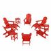 WestinTrends Malibu 12 Piece Adirondack Chairs Set All Weather Poly Lumber Outdoor Patio Furniture Set Adirondack Chairs with Ottoman and Side Table Red