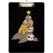 ZHANZZK Christmas Sloth Christmas Tree Clipboard Hardboard Wood Nursing Clip Board and Pull for Standard A4 Letter 13x9 inches