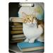 KXMDXA Studying Cat Books Globe Clipboard Hardboard Wood Nursing Clip Board and Pull for Standard A4 Letter 13x9 inches