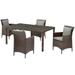 Contemporary Modern Urban Designer Outdoor Patio Balcony Garden Furniture Dining Chair and Table Set Rattan Wicker Brown Gray Grey