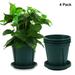 Plastic Planter with Saucer 5.7 Inch Root Control Set of 4 Dark Green Flower Plant Pot Nursery Seedling Planter Modern Container Outdoor Indoor Use for All House Plants Herbs Cactus