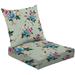 2-Piece Deep Seating Cushion Set blue pink cream flowers bunches leaves green Outdoor Chair Solid Rectangle Patio Cushion Set