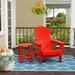 WestinTrends Malibu 2-Pieces Adirondack Chair Set with Side Table All Weather Outdoor Seating Plastic Patio Lawn Chair Folding for Outside Porch Deck Backyard Red