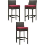 Home Square 30 Patio Bar Stool in Brown and Red - Set of 3