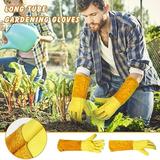 1 Pair Reusable Gardening Gloves Stab-resistant Faux Leather Proof Pruning Protection Long Glove for Planting