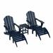 WestinTrends Malibu Outdoor Lounge Chairs Set 5-Pieces Adirondack Chair Set of 2 with Ottoman and Side Table All Weather Poly Lumber Patio Lawn Folding Chair for Outside Navy Blue