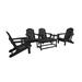 7-Piece Poly Adirondack Conversation Set Coffee Table Side Table for Outdoor Patio Garden Black