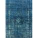 Ahgly Company Indoor Rectangle Mid-Century Modern Blue Ivy Blue Oriental Area Rugs 4 x 6