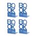 Uxcell Metal Bookend with Alphabet Shaped 4.13x5.04x8.07 Blue 2 Set