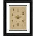 Martin Gerlach 11x14 Black Ornate Wood Framed Double Matted Museum Art Print Titled: Ten Designs for Jewelry Including Pointed Gold Bracelet with Diamonds and Red and Green Stones. (18