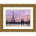 Consani Chris 24x17 Gold Ornate Wood Framed with Double Matting Museum Art Print Titled - Red Umbrella