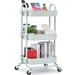 KINGRACK 3-Tier Stainless steel Metal Utility Rolling Cart Metal in White | 33 H x 16.93 W x 13.39 D in | Wayfair WK830161-WT