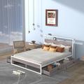 17 Stories Metal Platform Bed w/ Drawers Metal in White | 39 H x 55.6 W x 82.3 D in | Wayfair E00942CE08E84F5182C1D6300F679F40