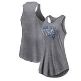 Women's Fanatics Branded Heather Gray New York Mets Simplicity Swing Racerback Scoop Neck Tank Top