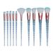 Linyer 10pcs Cone Shape Makeup Brush Crystal Handle Concealer Eyeshadow Powder Cosmetic Brush No.02