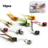 Irfora Hooks Lures Bass Fly Fly Panfish Topwater Popper Bass Fly Popper Fly Bass Panfish Topwater Popper Lures 10 Pcs Fly Flies Sunfish Crappie Fly Lures Crappie Bass Panfish With Box Fly Huiop