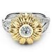 Kayannuo Back to School Clearance Exquisite Women s Two Tone Silver Floral Ring Round Diamond Gold Sunflower Jewel