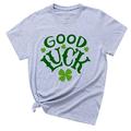 CZHJS Sporty Gray Tees Tunic Women s Novelty T-Shirts Good Lucky Clover Shamrock Graphic Tops Gray Tees Daily Clothes for Teen Girls Stretchy Crew Neck Relaxed-Fit St. Patrick s Day Short Sleeve