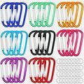 H&W 1.8 32pcs Small Aluminum Carabiner D Ring 8 Colors Durable Spring-Loaded Gate Carabiners Clips Hook Sport Accessories with Gift Steel Rings 32pcs for para-Cord Crafts