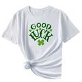 CZHJS Women s Novelty T-Shirts Good Lucky Clover Shamrock Graphic Tops St. Patrick s Day Sporty White Tees Tunic Short Sleeve White Tees Daily Clothes for Teen Girls Crew Neck Relaxed-Fit Stretchy