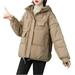 Women s Heavyweight Long-Sleeve Zip up Hooded Cotton Padded Coat Winter Warm Short Hoodies Puffer Jackets Outerwear Womens Clothes
