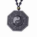 Obsidian Carved Yin Yang Ba Gua Pendant Necklace Lucky T1H New Amulet B7Z5 U1N5