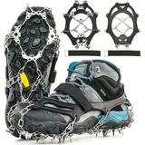 24 Spikes Ice Cleats Snows Crampons Walk Traction Cleats for Boots Shoes 24 Teeths Grippers Men Women Anti Slip Traction Cleats for Hiking Fishing Mountaineering