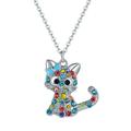 Kayannuo Back to School Clearance Ladies Fashion Pet Cat Pendant Color Diamond Hollow Clavicle Blue Necklace