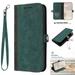 Feishell Wallet Case for Google Pixel 6A Premium PU Leather Wrist Strap Handbag Soft Silicone Shockproof Case with Magnetic Clasp Cute Card Slots Kickstand Flip Cover for Google Pixel 6A Darkgreen