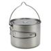 Lixada 1600ml Titanium Pot Ultralight Portable Hanging Pot with Lid and Foldable Handle Outdoor Camping Hiking Backpacking