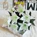 Dtydtpe Christmas Decorations 10 Heads Artificial Silk Lilies Flower Bridal Bouquet Wedding Party Decor Peace Lily