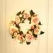 Floral Wreath Classic Flowers Rose Wreath for Home Room Flowers Rose Wreath Floral Wreath For Home Room Garden Lintel Decoration Elegant Round With Light