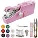 Handheld Sewing Machine Mini Portable Electric Sewing Machine for Adult Easy to Use and Fast Stitch Suitable for Clothes Fabrics DIY Home Travel Pink