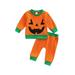 Infant Baby Girl Boy Halloween Sweatshirt Clothes Set Long Sleeve Halloween Pumpkin Top Pant Cute Fall Winter Outfit