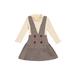 Baby Girl Fall Winter Clothes Set Solid Turtleneck Ruffles Sweater Tops Plaid Suspender Skirt Overall Dress