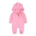 Aayomet Baby Bodysuit Winter Baby Romper Boys Unisex Baby Boys Girls Romper Solid Color Long Sleeve Jumpsuit Clothes Pink 12-24 Months