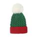 Christmas Knitted Hat Children s Green Red Splice Wool Hat Warm Wool Ball Winter Hat 2-7Y