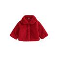 Peyakidsaa Baby Girl Plush Coat Warm Solid Color Lapel Long Sleeve Button Down Jacket